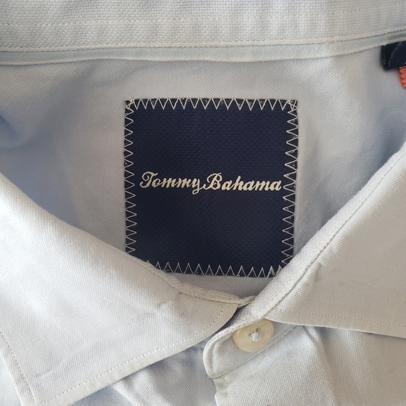 SOLD Tommy Bahama Mens Shirt Large Blue Long Slv Button Front Cotton Silk NEW - Picture 7 of 9